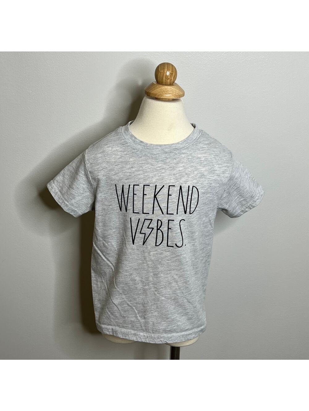 Rae Dunn Gray Weekend Short Sleeve Top